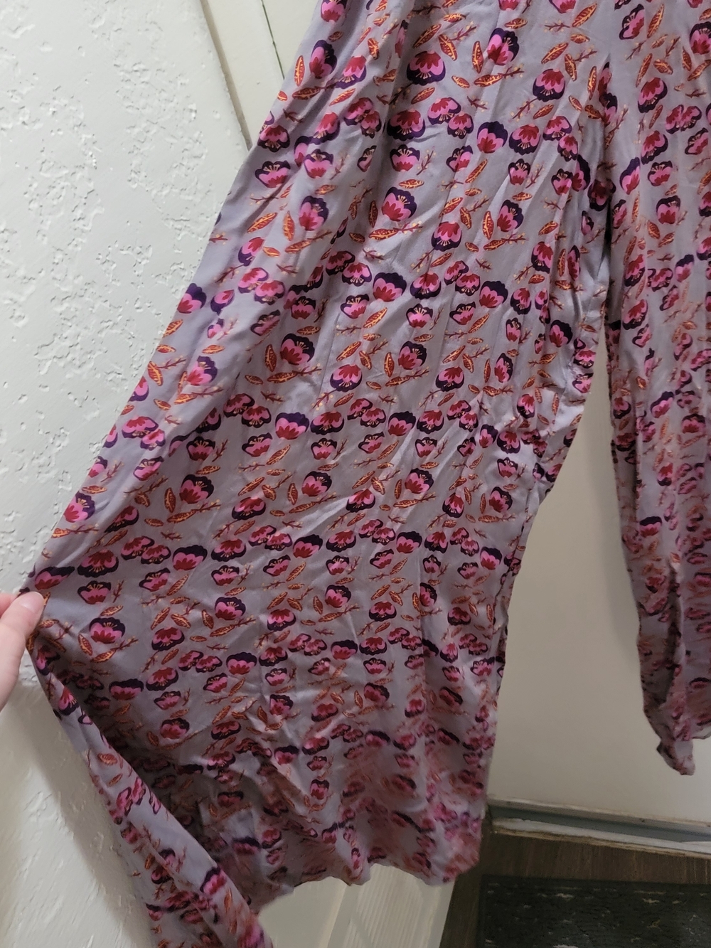 NATURAL LIFE Charcoal Smocked Tank Jumpsuit with Purple And Pink Flowers - Picture 3 of 7